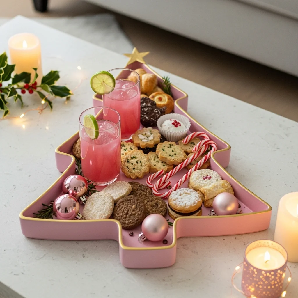  Pink Christmas Tree Tray for Serving