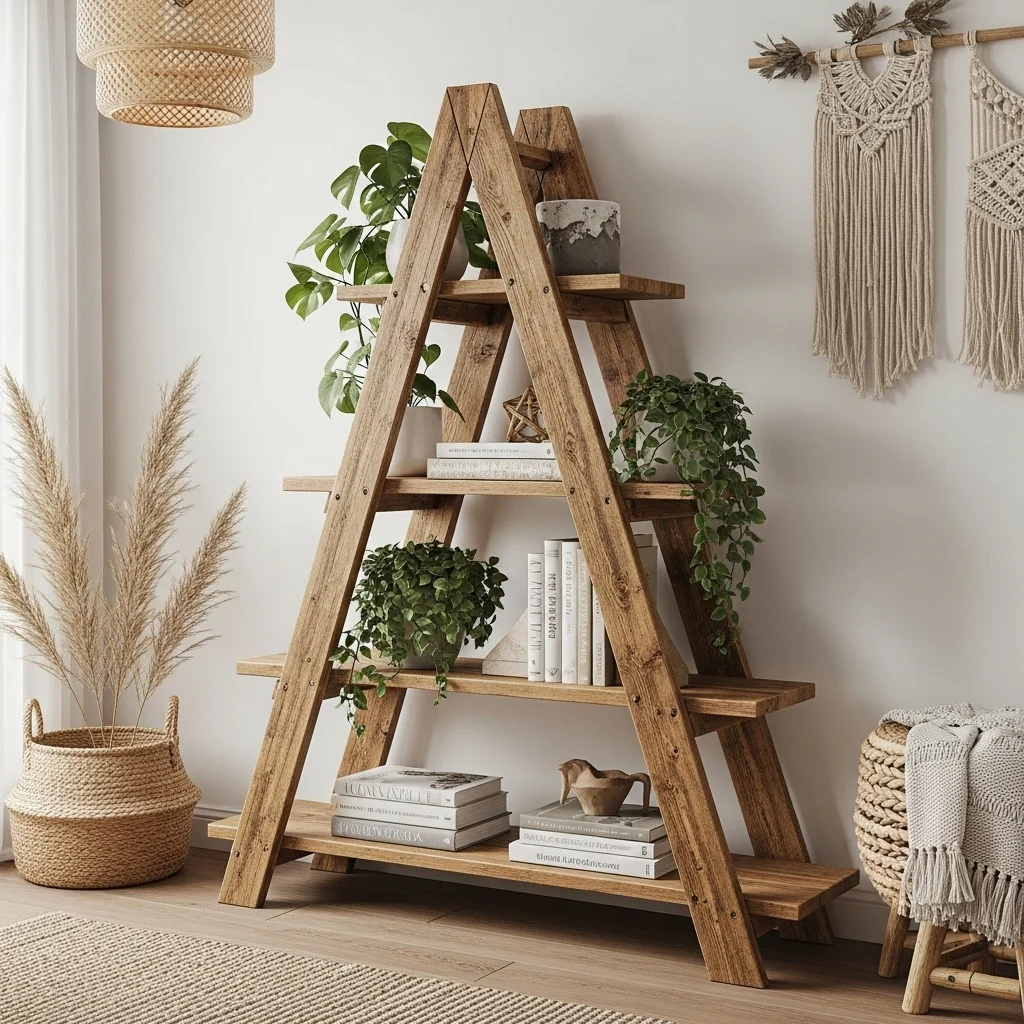  Reclaimed Wood A-Frame Shelf