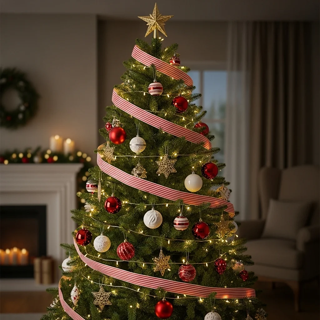  Red and White Ribbon Spiral