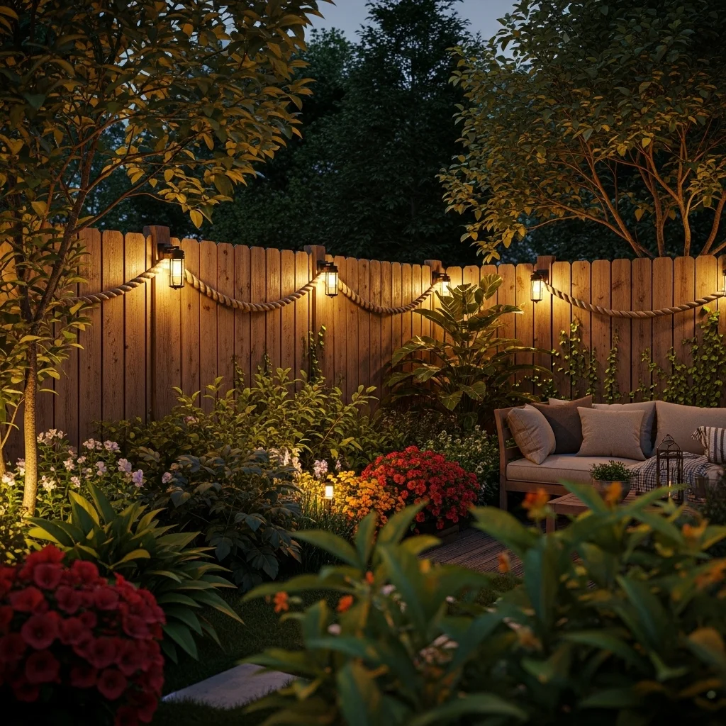 Rope Lighting Along Fences