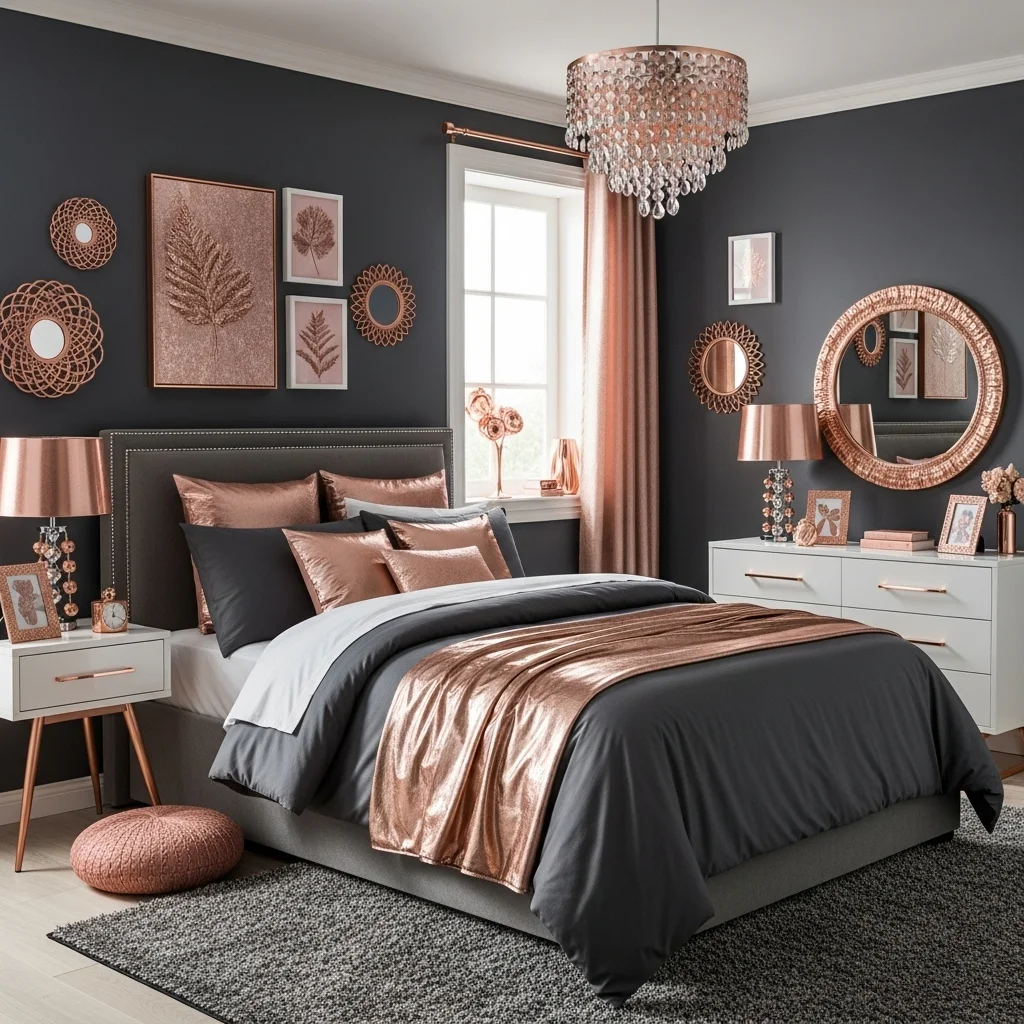  Rose Gold & Charcoal Grey