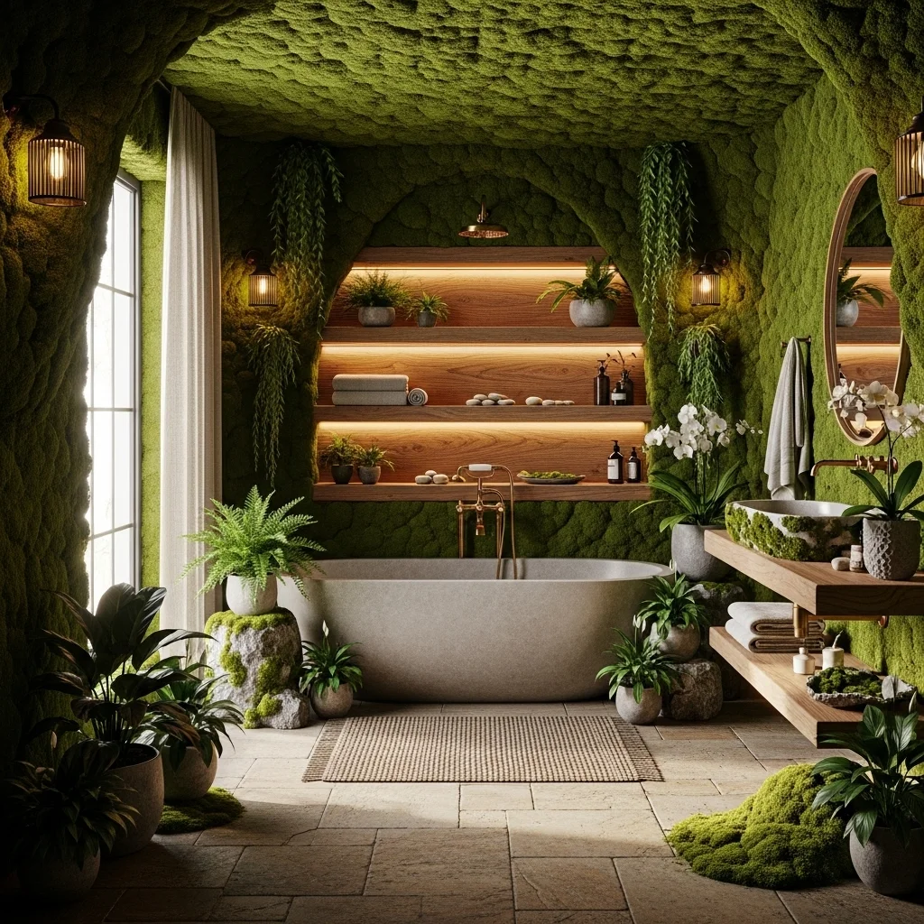 Rustic Stone and Mossy Green Spa Cave