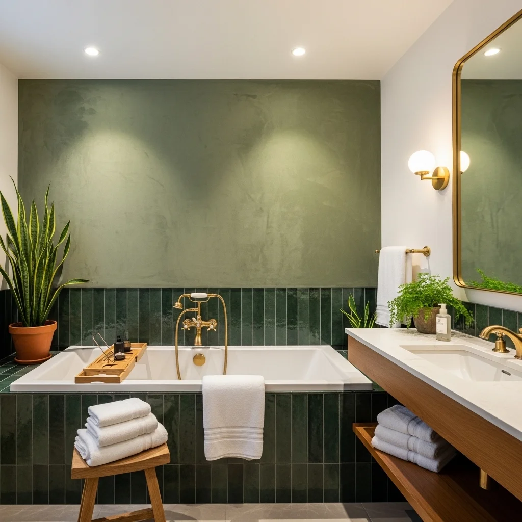 Sage Velvet Accent Wall Spa