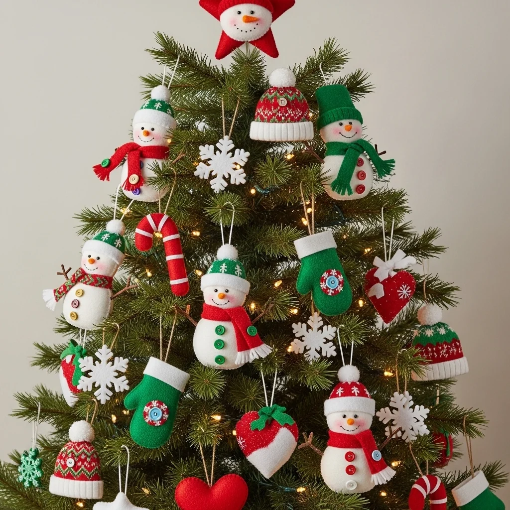 Snowman Tree with Felt Decorations