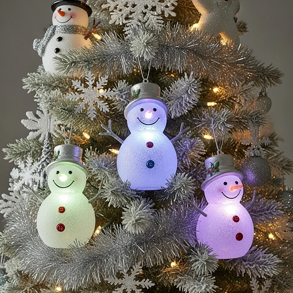 Snowman Tree with Light-Up Nose and Buttons