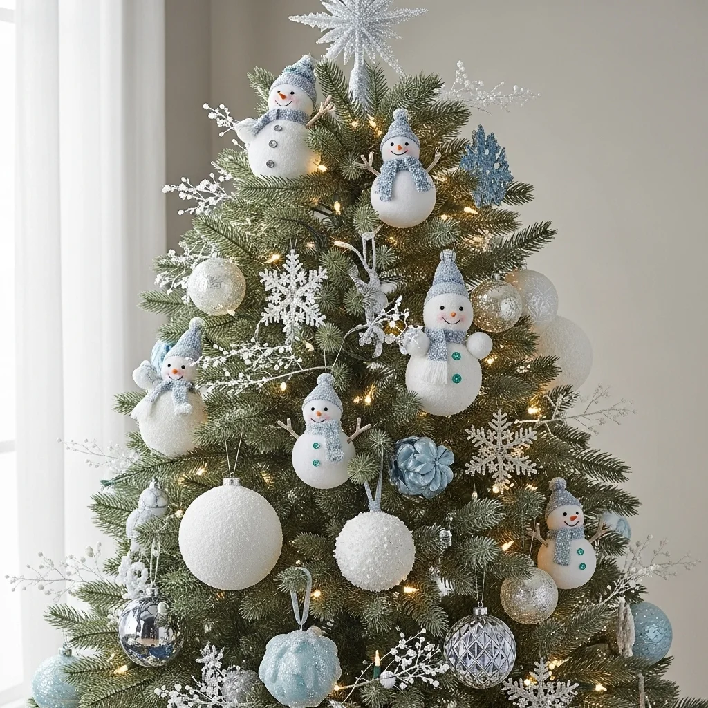  Snowman Tree with Snowball Ornaments