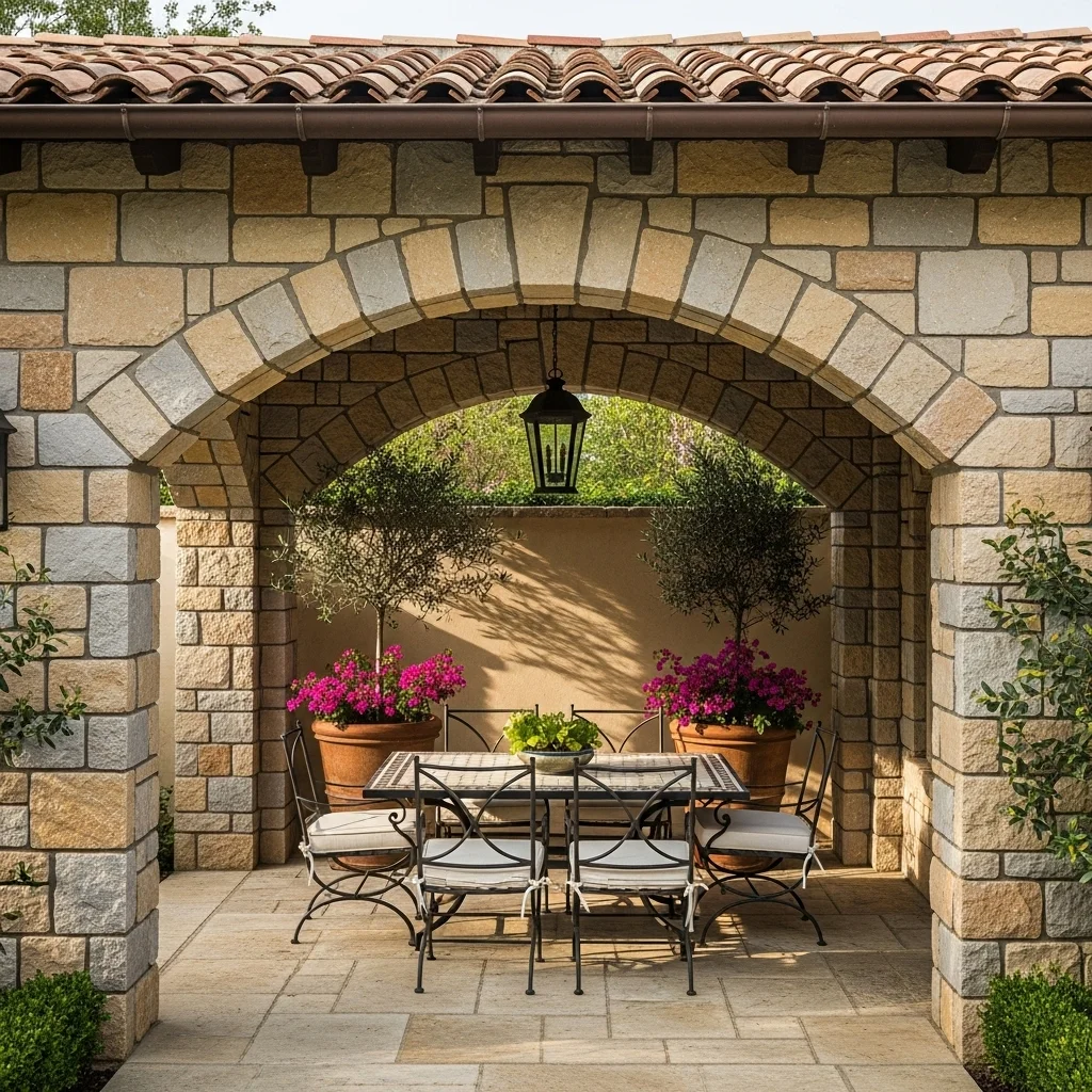 . Stone Archway with Tiled Roof