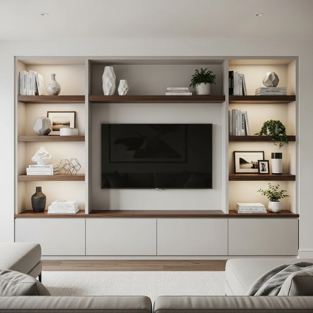 Surround a TV With Built-In Shelving
