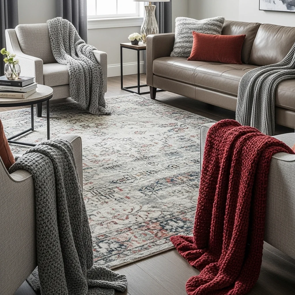 Textural Contrast with Rugs and Throws