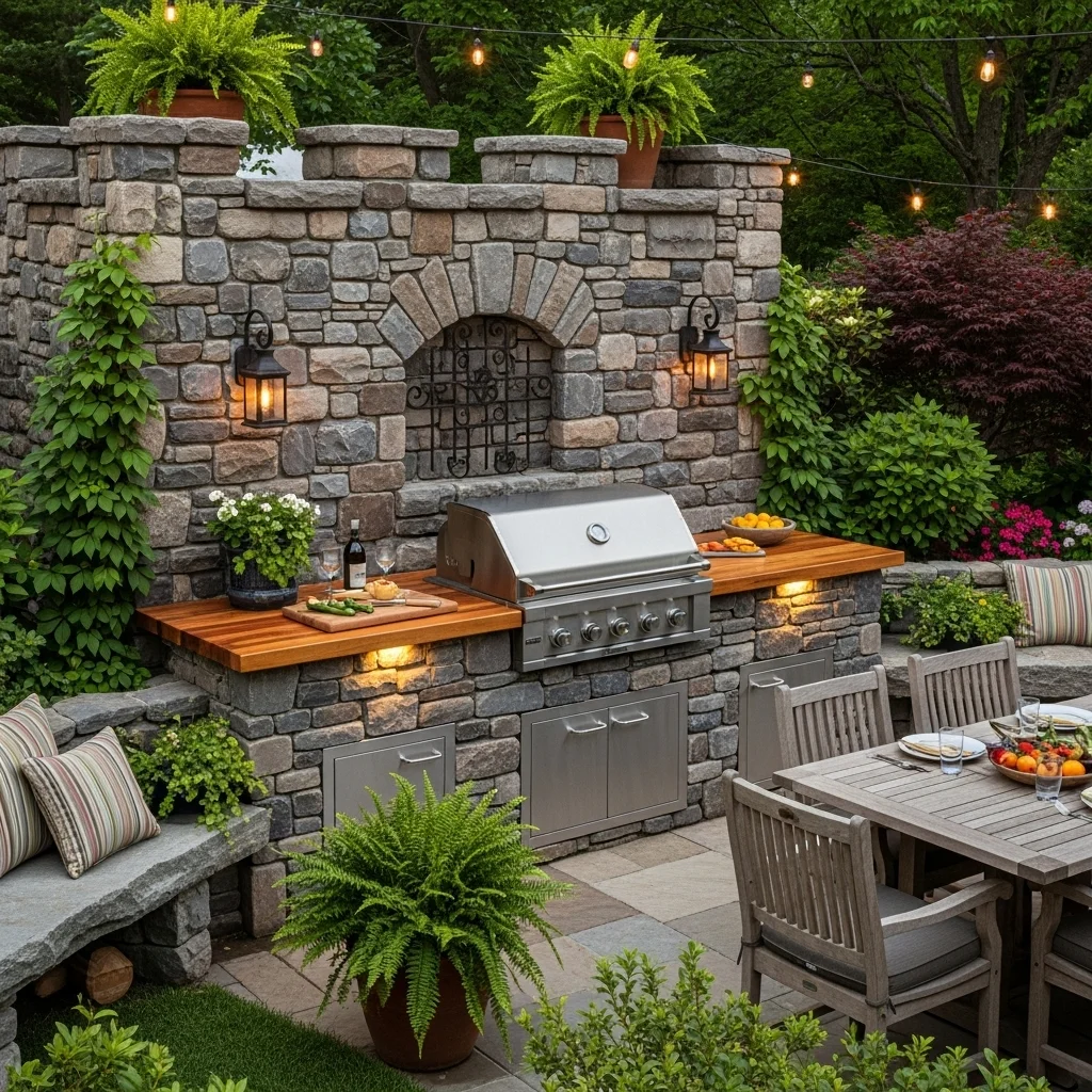  The Rustic Stone Fortress Grill Station