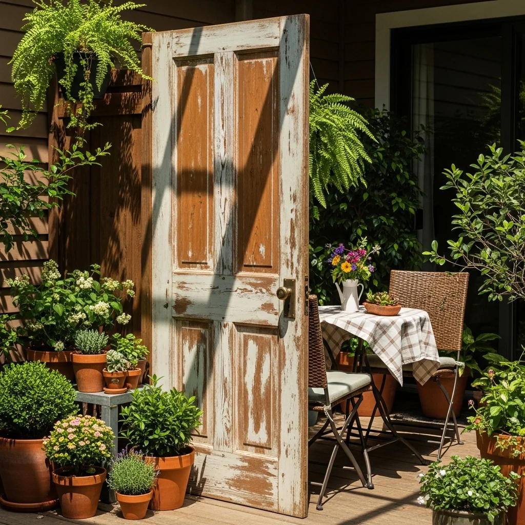  Thrifted Door Headboard Turned Patio Divider
