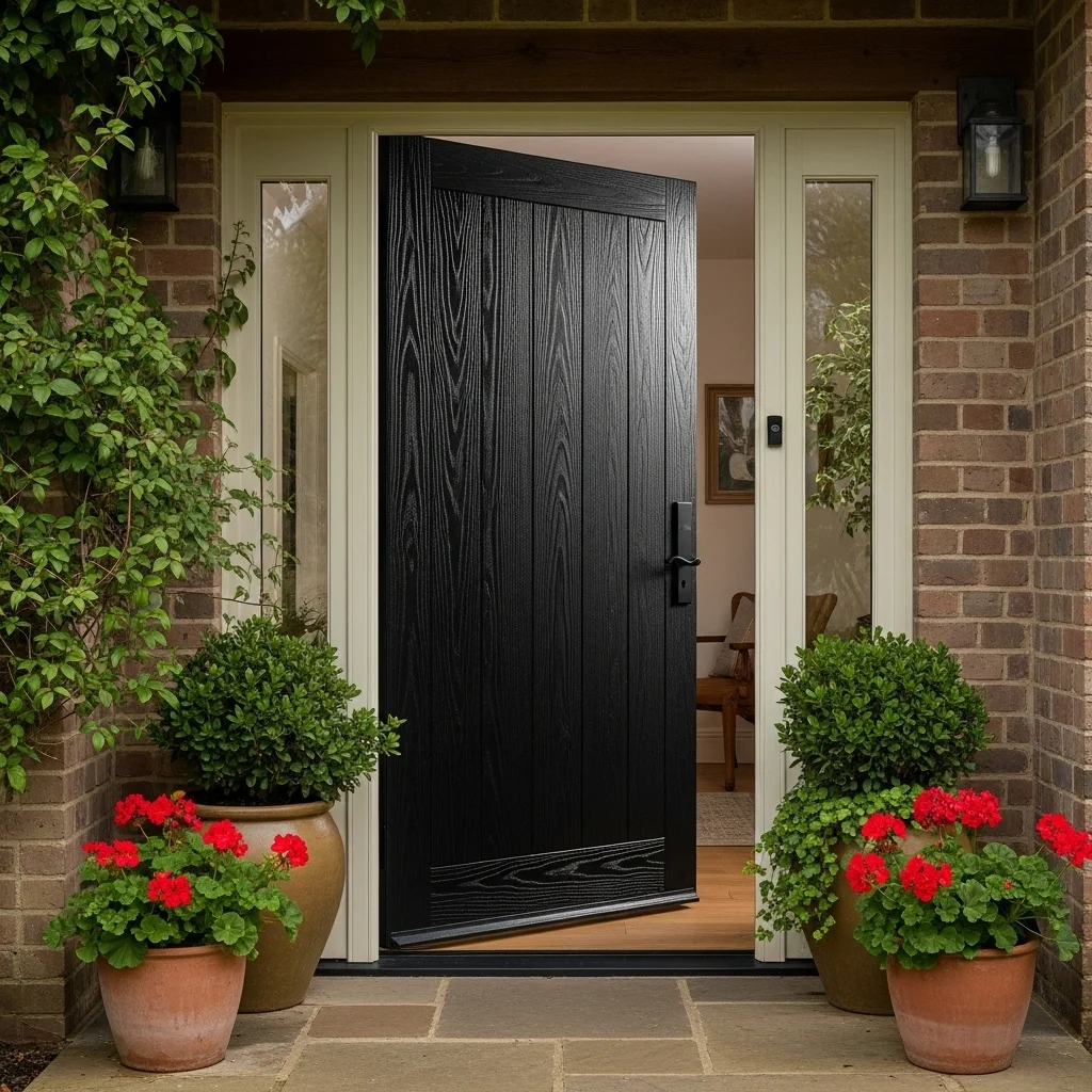Try a Rustic Black Door With Wood-Grain Texture