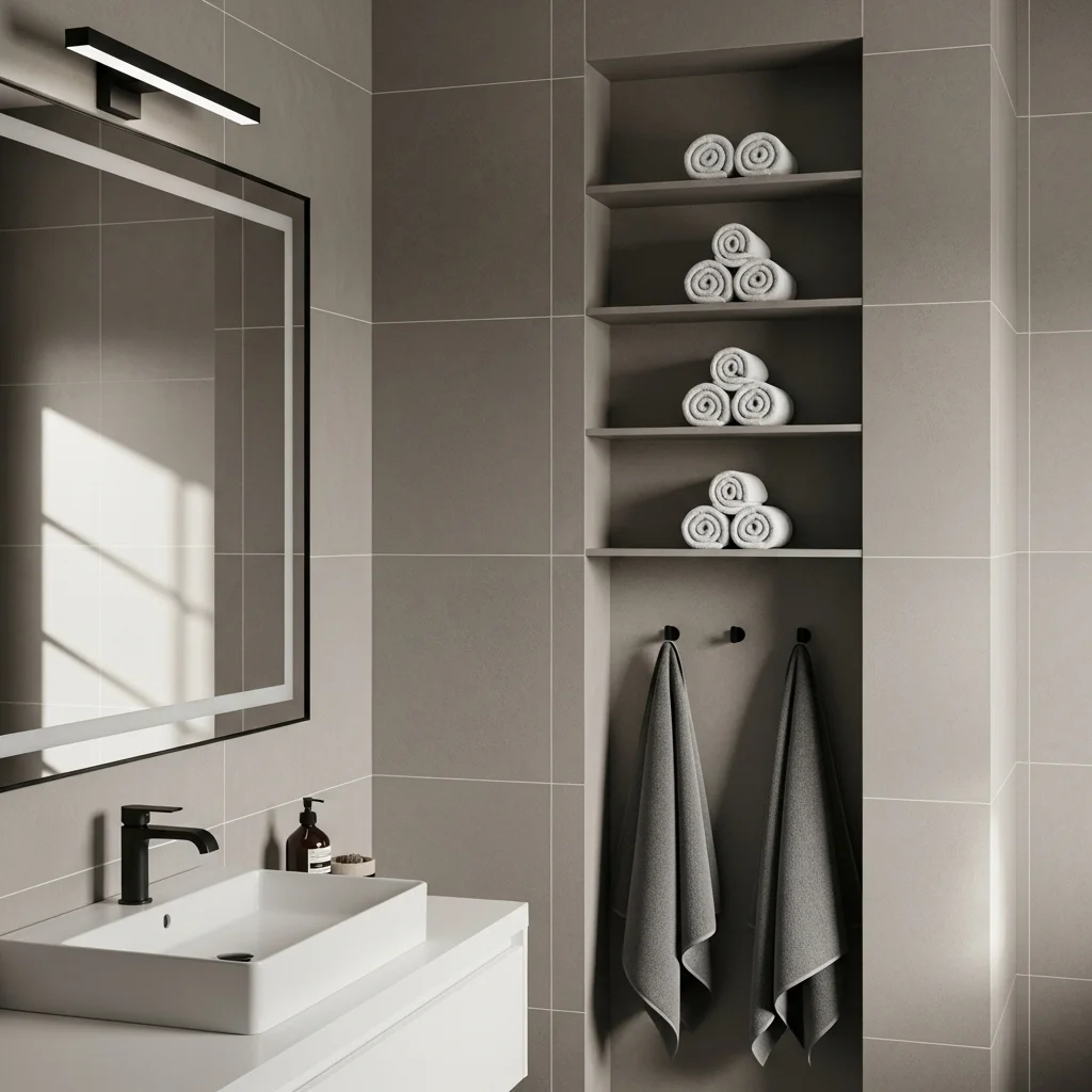 Turn a Narrow Wall Recess Into a Towel Nook