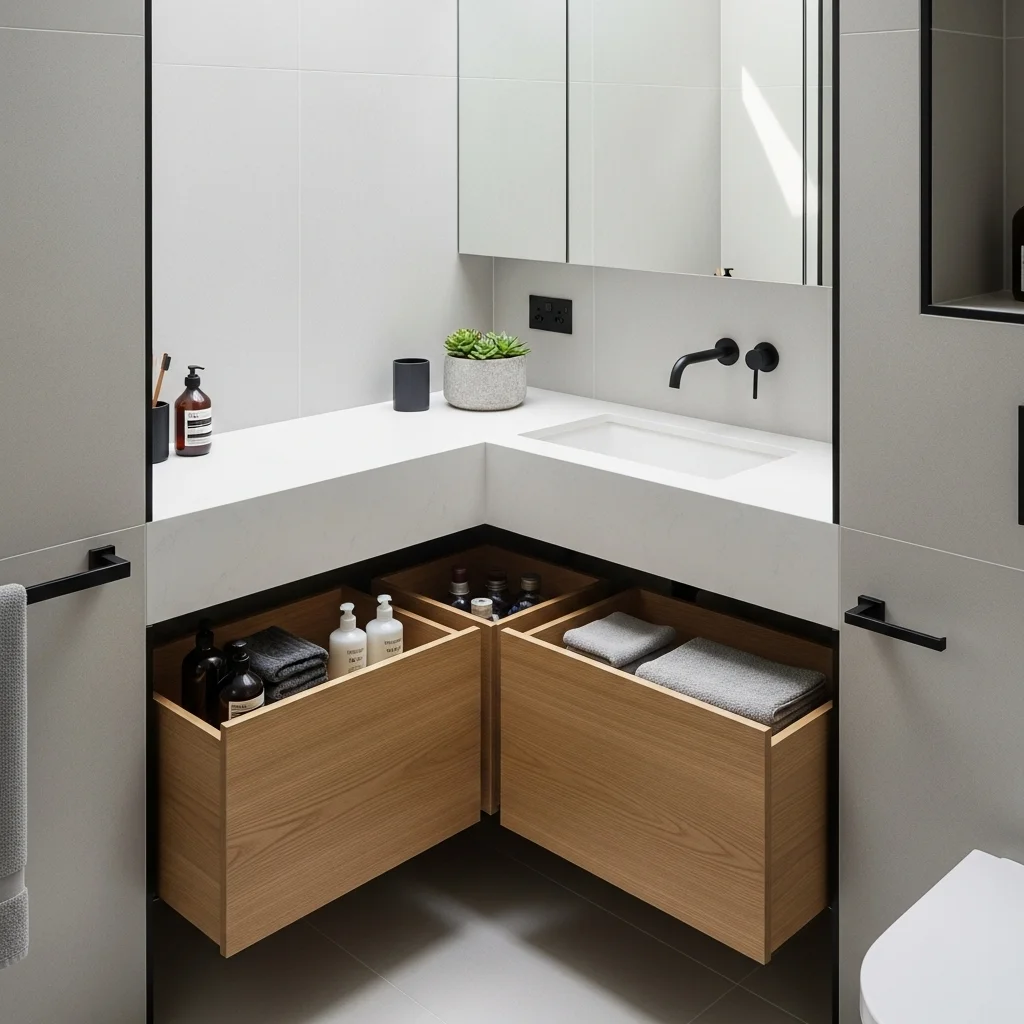 Turn an Alcove Into a Vanity Niche With Drawers