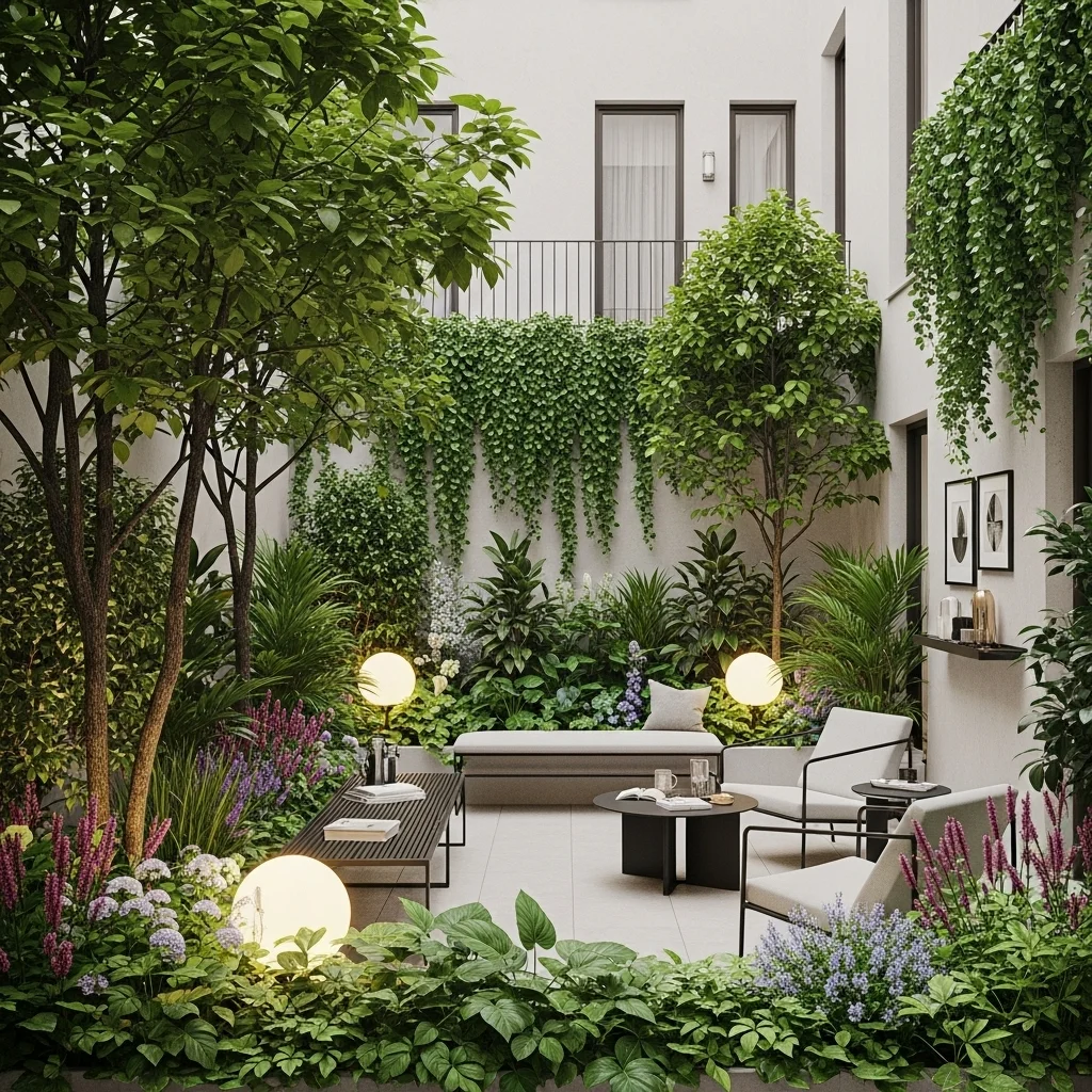 Urban Oasis with Lush Plants