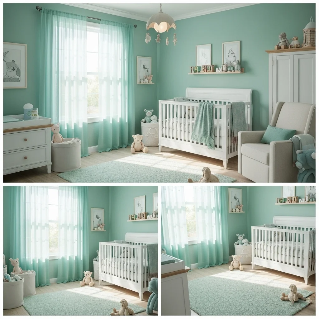 Use Aqua Green Curtains or Sheer Drapes