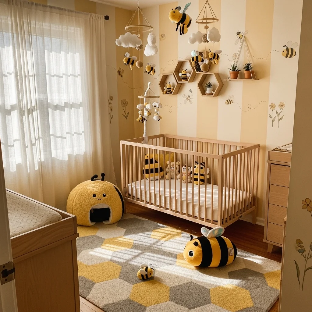  Use Bee-Themed Mobiles or Hanging Décor