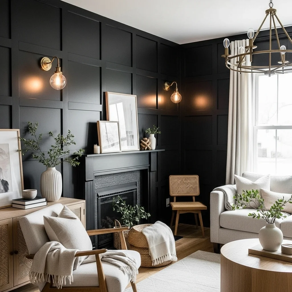  Use Black Board-and-Batten Paneling for Texture