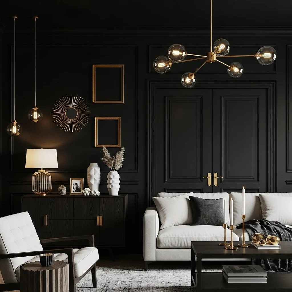  Use Black Walls With Gold or Brass Accents