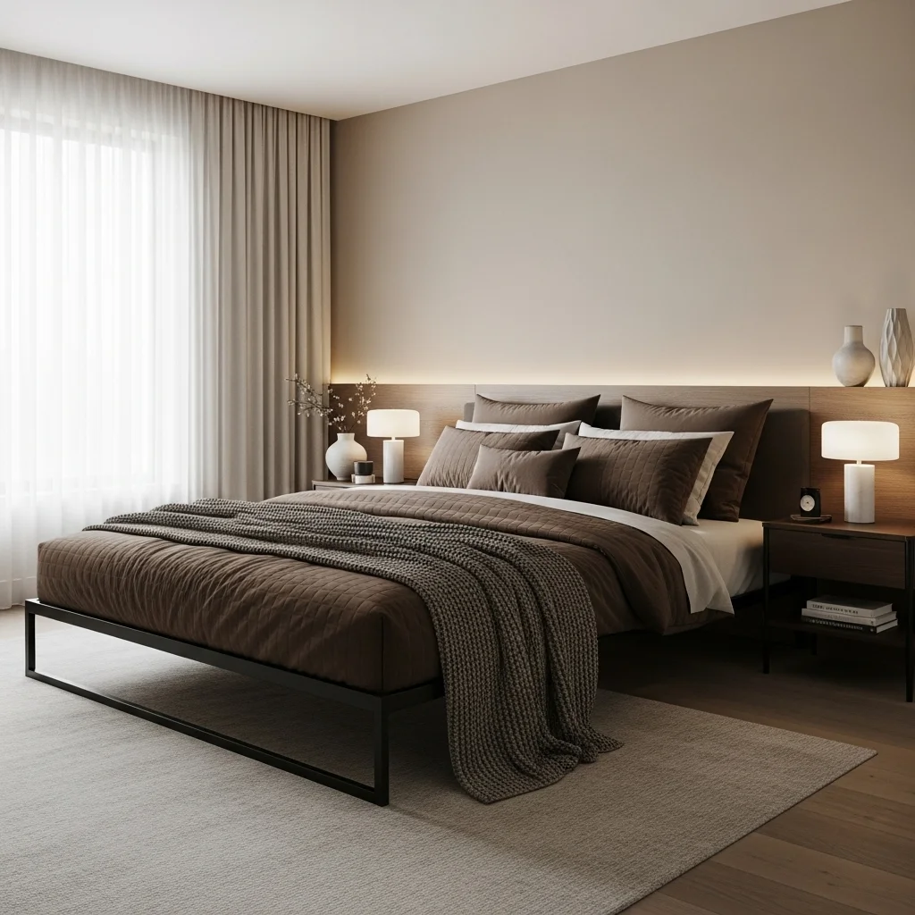 Use Brown Bedding on Black Frames