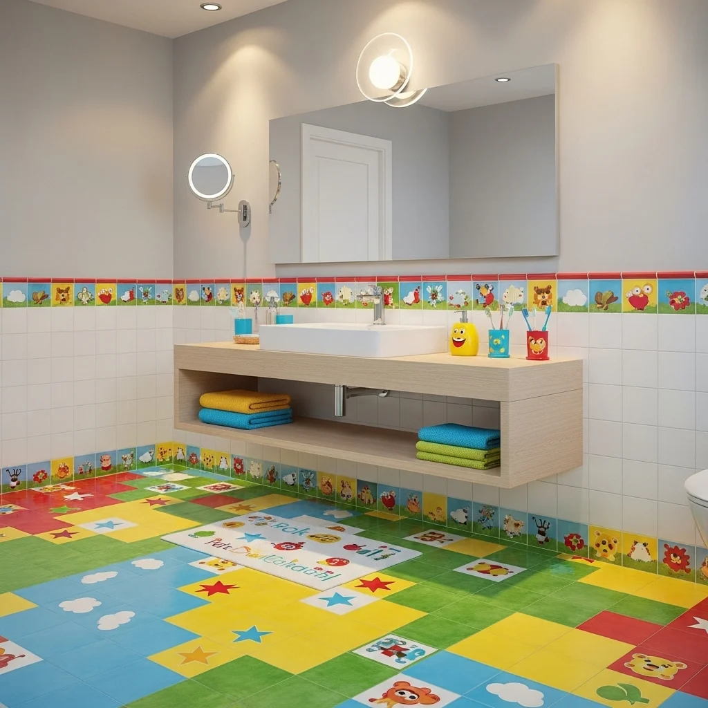 Use Colorful Tile Borders or Floor Accents