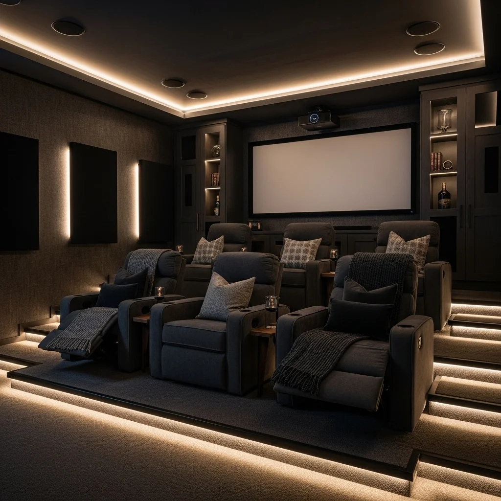  Use Dark Wood or Matte Black Built-Ins