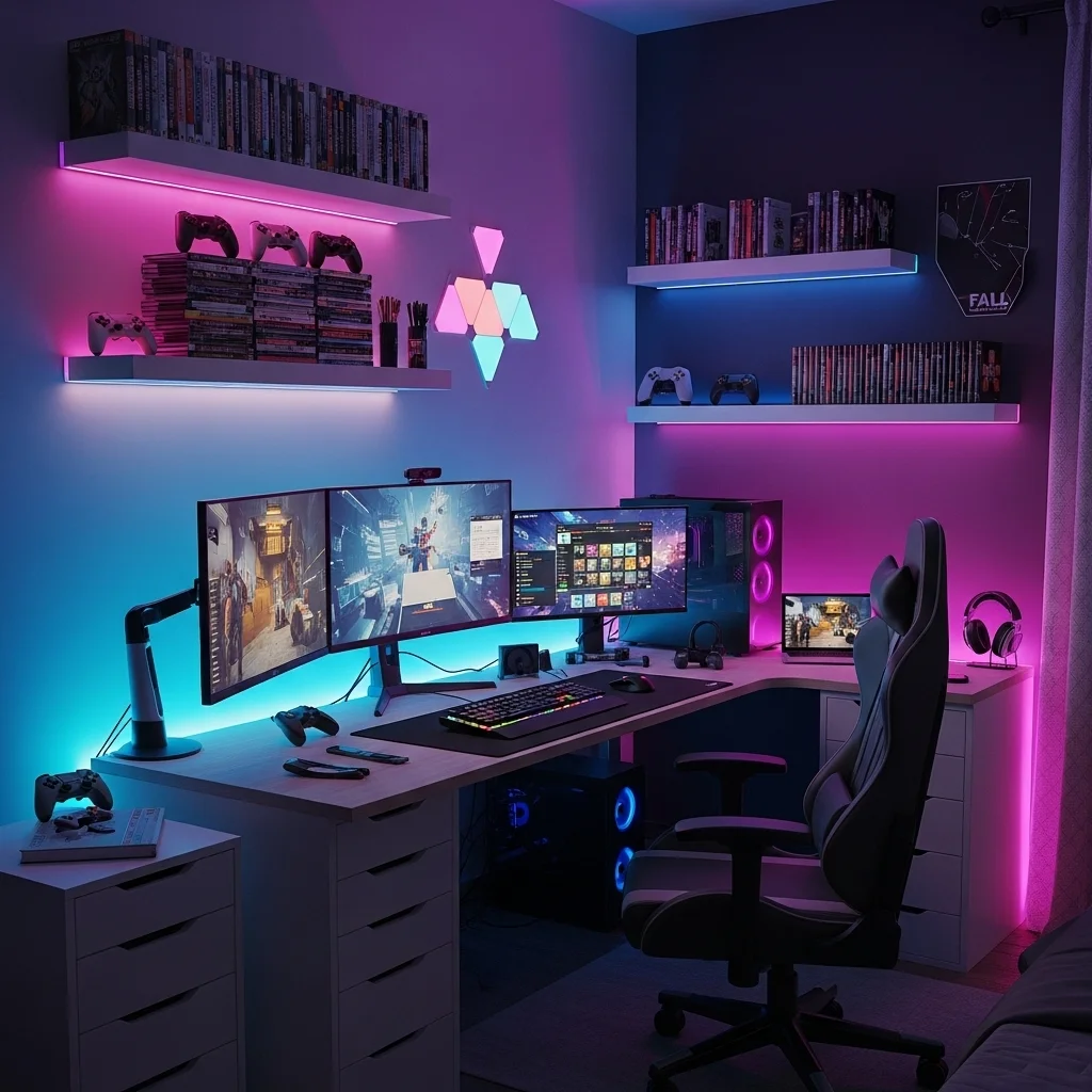 Use Floating Shelves for Games and Accessories