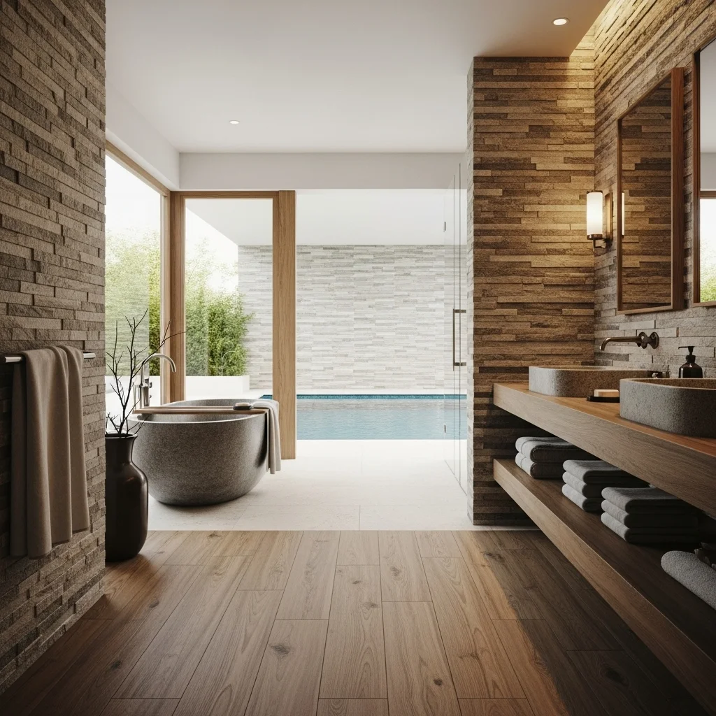 Use Natural Stone and Wood Finishes