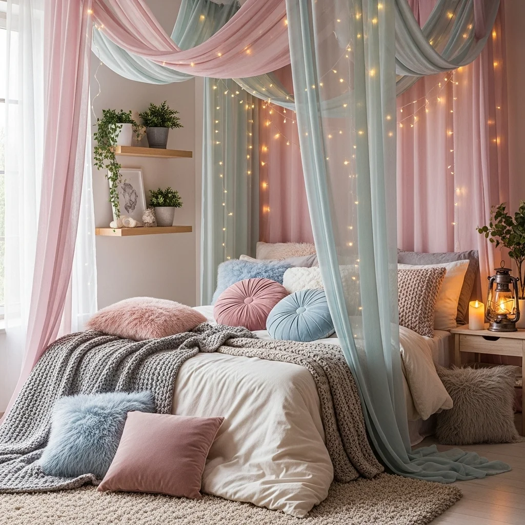 Use String Lights with Fabric Drapes
