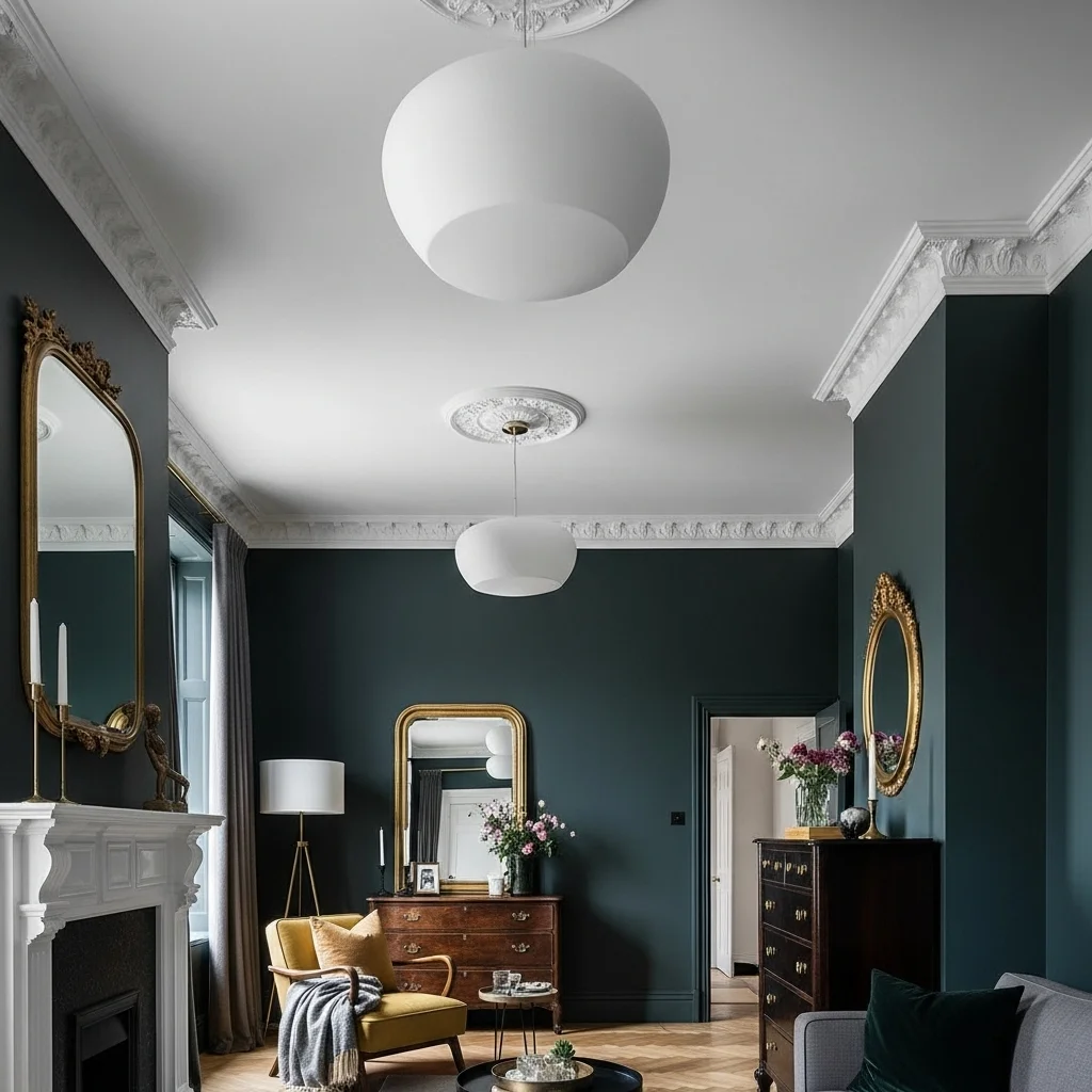 Use a High-Contrast Ceiling With Dark Walls