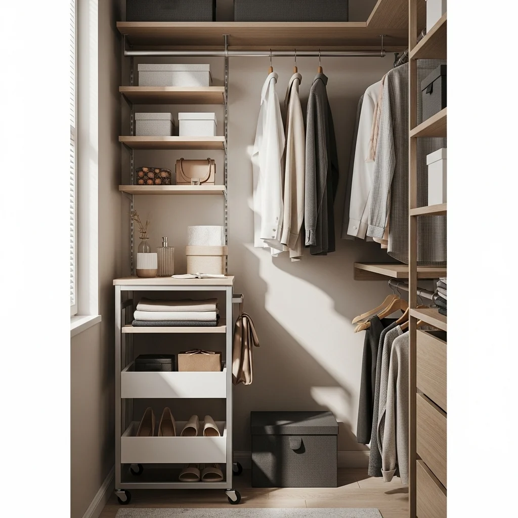 Use a Narrow Rolling Cart for Extra Storage