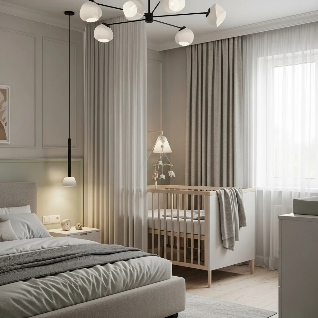  Use a Neutral Room Divider for Visual Boundaries