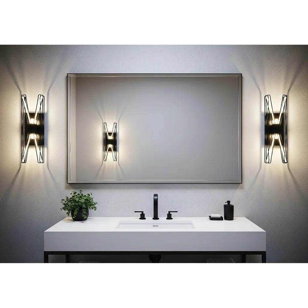 Vanity Sconces with Geometric Drama