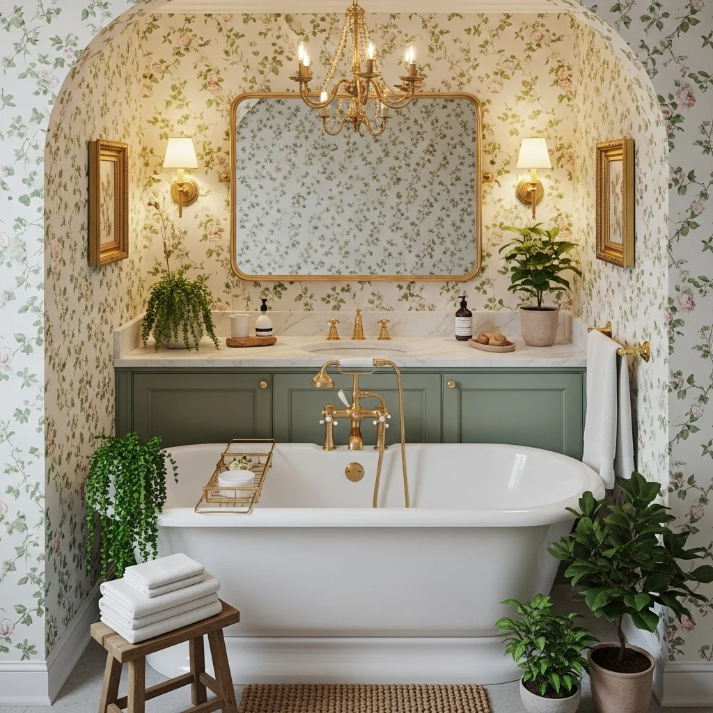 Vintage Floral Wallpaper Alcove Escape