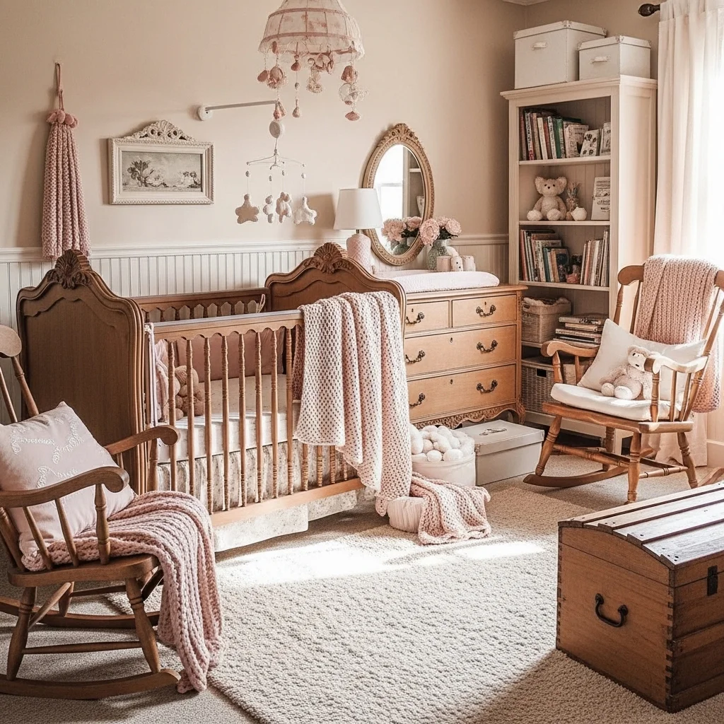 Vintage-Inspired Crib and Furniture