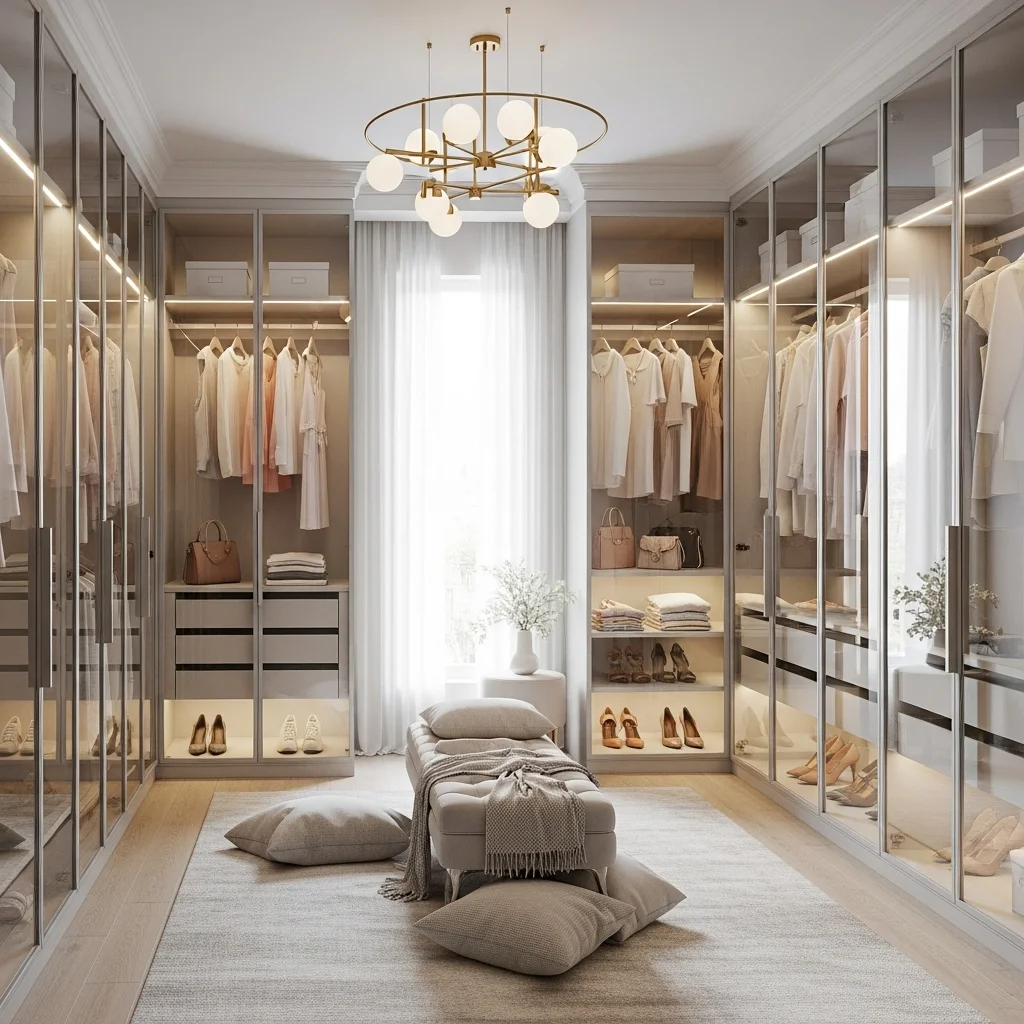  Walk-In Closet with Glass Doors