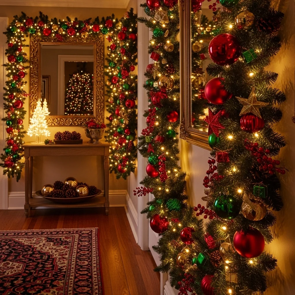 Wall-Mounted Garland with Hanging Ornaments