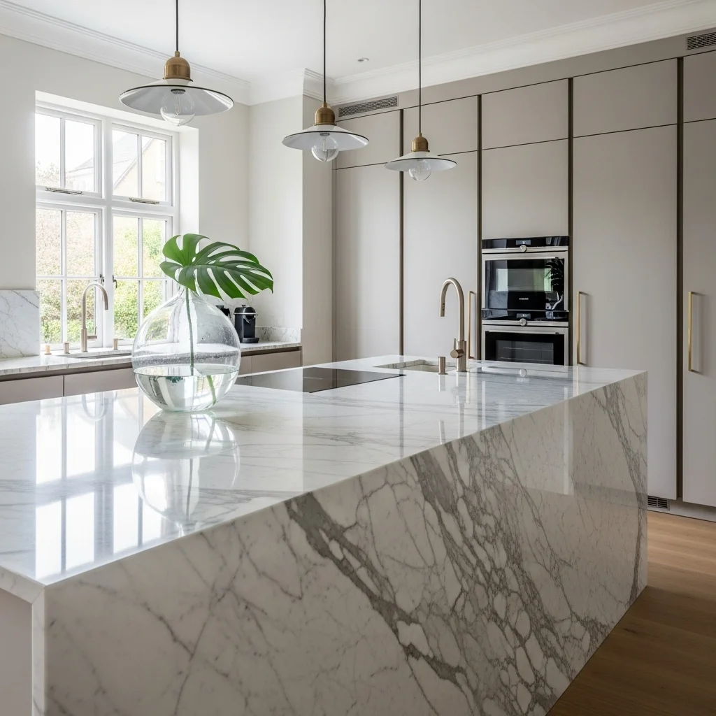  Waterfall White Island Countertop