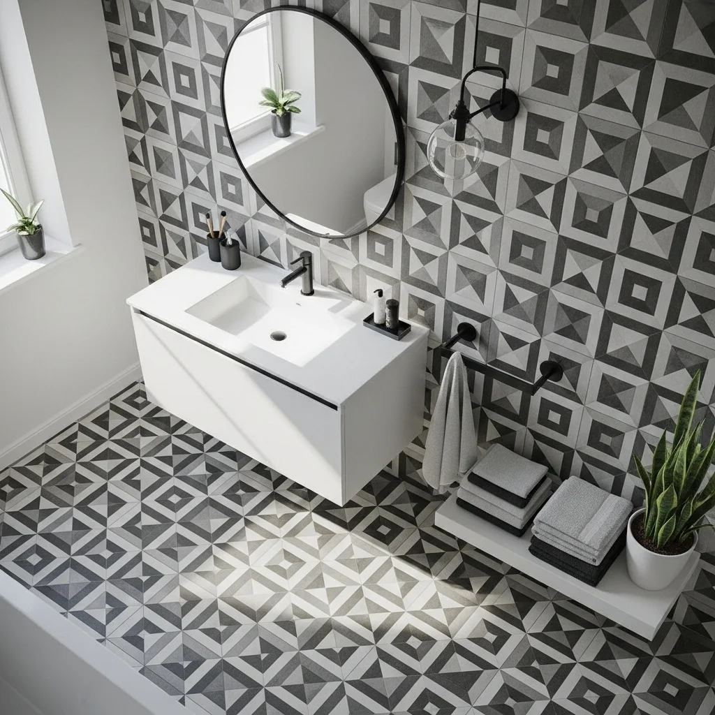  Add Patterned Black and White Tiles