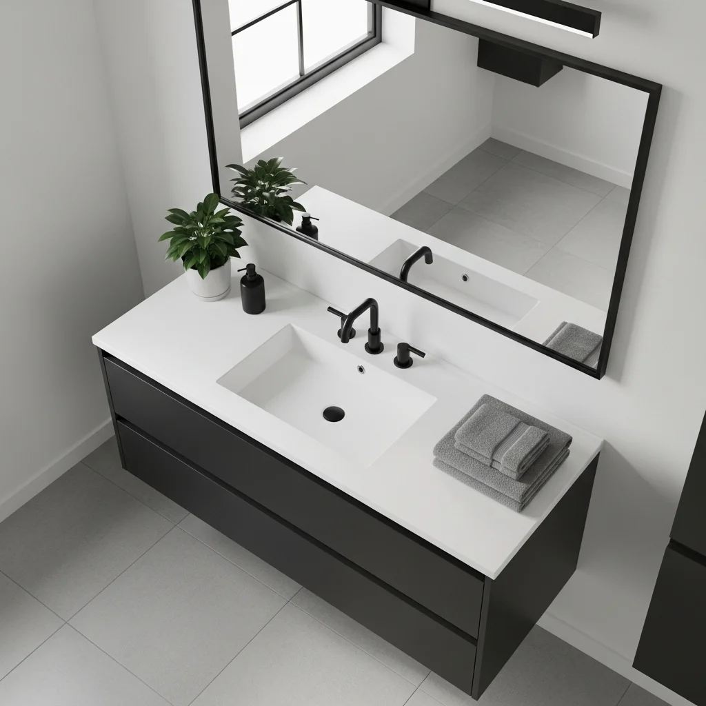  Add a Black Vanity Against White Walls