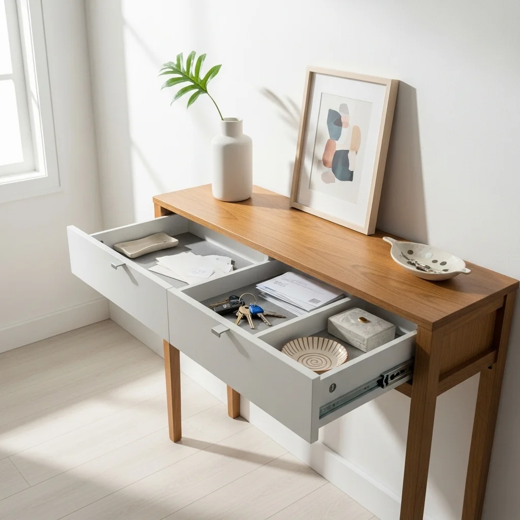 Add a Slim Console Table With Storage Drawers