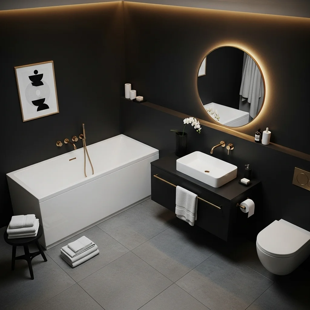  Bold Black Walls with White Fixtures