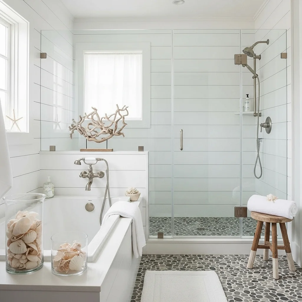  Coastal Shiplap and Pebble Floor Retreat