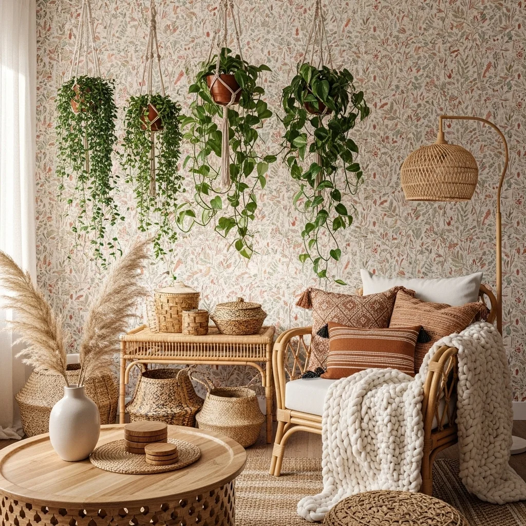 Combine Wallpaper with Natural Decor