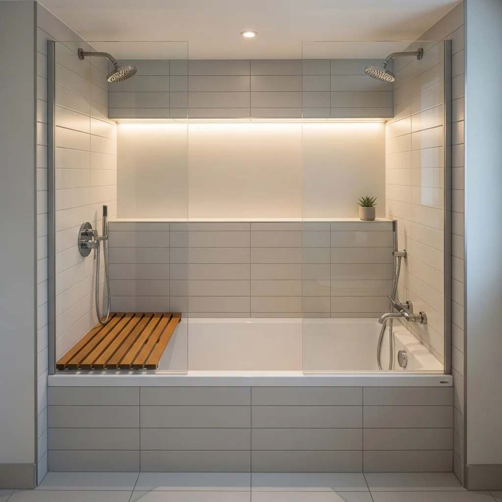 Compact Alcove with Fold-Down Teak Seat