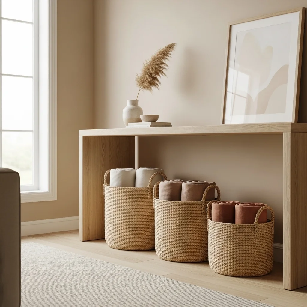 Console Table with Baskets