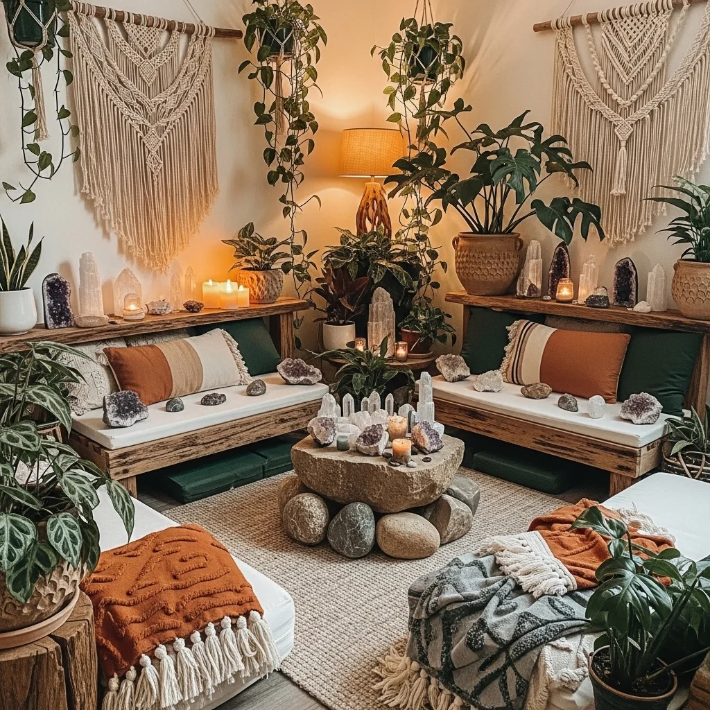 Earth Element Sanctuary with Stone and Wood Layers