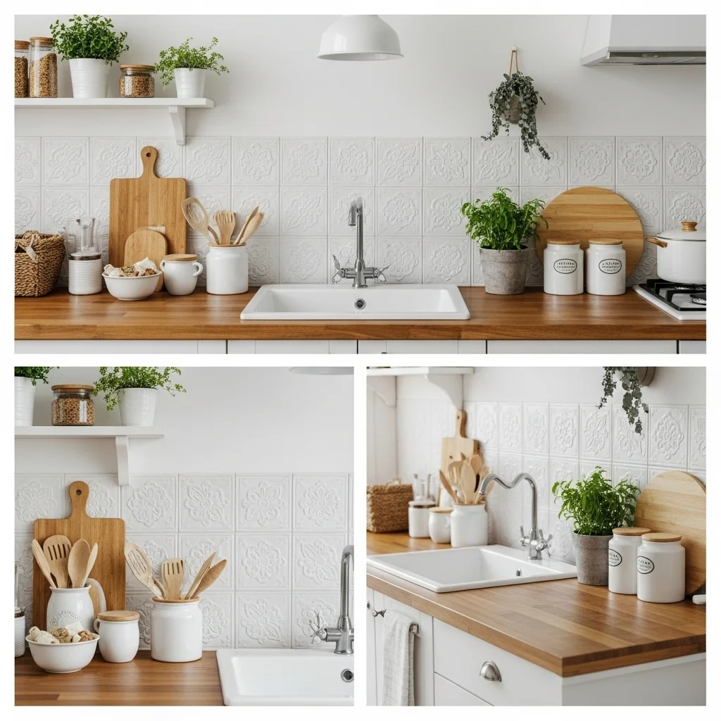  Embossed Floral Relief Tile Romance