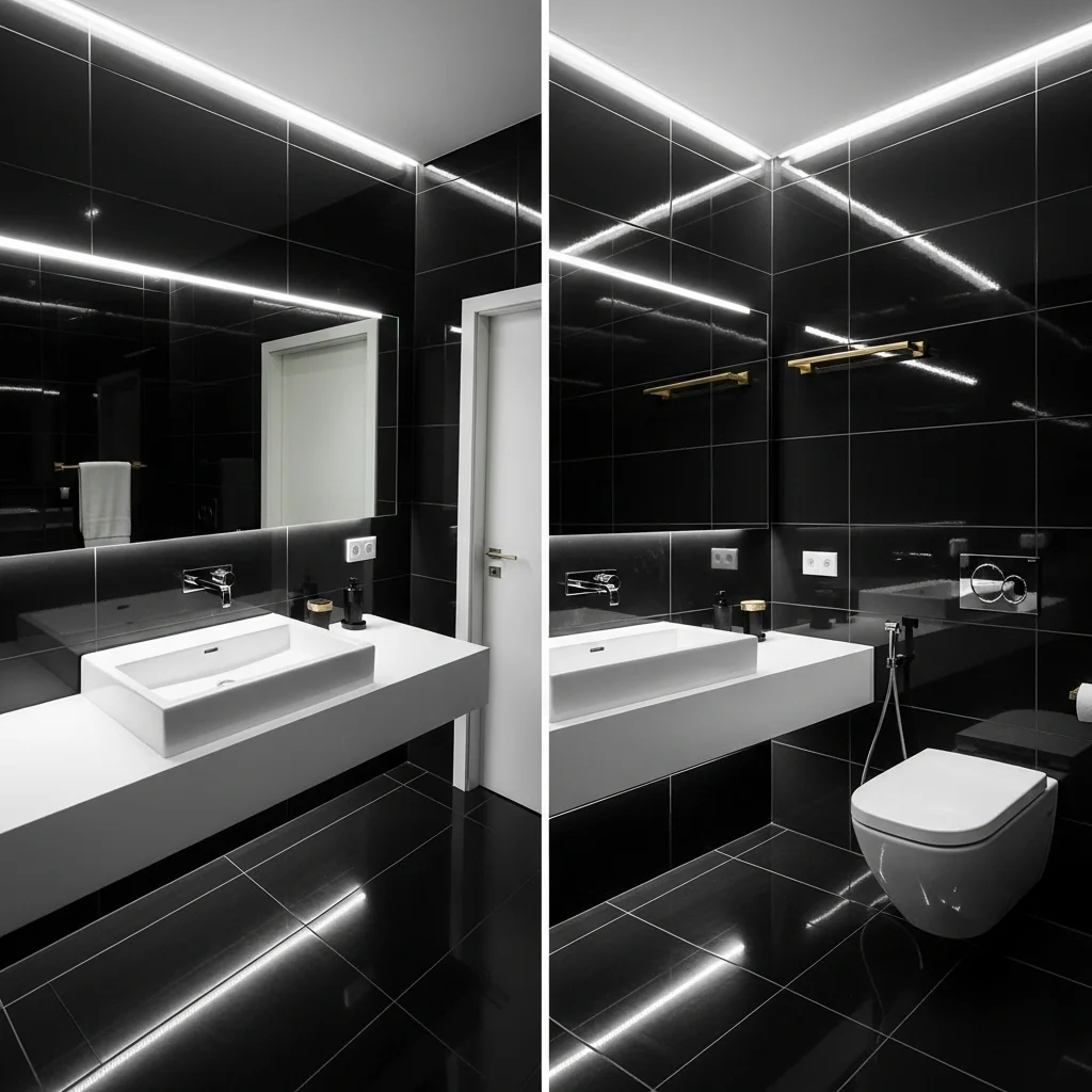 High-Gloss Black Tiles