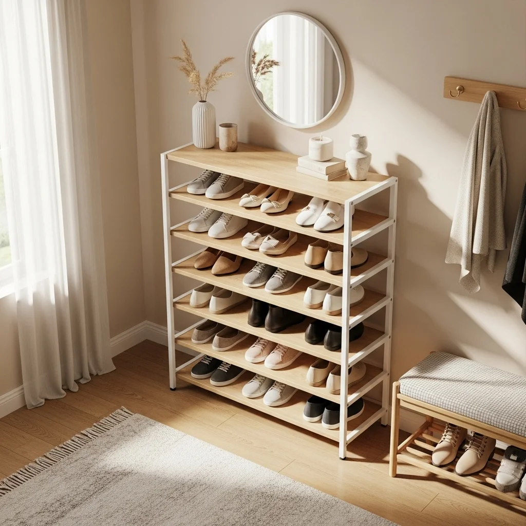 Incorporate a Multi-Level Shoe Rack